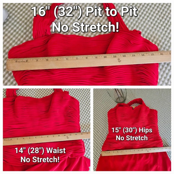 Size 10 Niteline Della Roufogali Red Halter Strap Ruched Bodice Elegant Formal - Picture 5 of 16